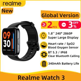 Montres Global Version Realme Watch 3 Smart Watch 1.8''LARGE Affichage de la fréquence cardiaque de l'oxygène sanguin