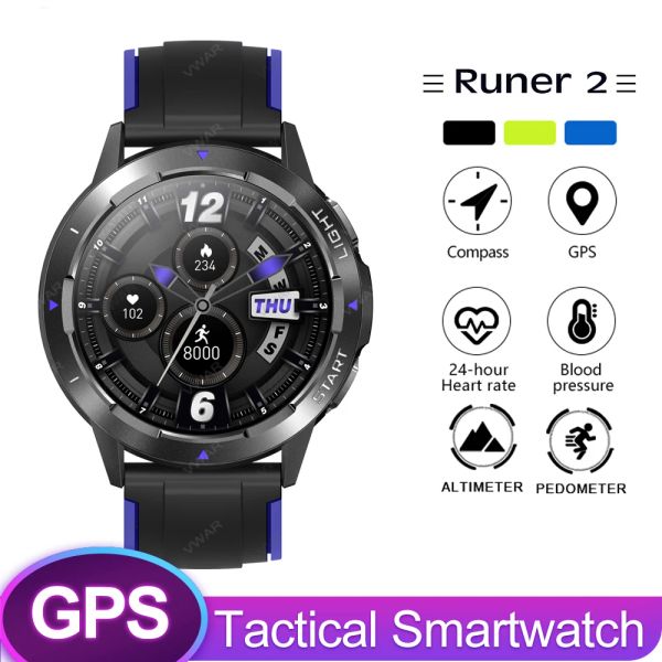 Relojes GPS Smart Watch Men táctico Altímetro al aire libre Compass Sports Smartwatch Smartwatch IP68 Blood de oxígeno de sangre impermeable Fitness Tracker 2022