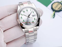 Horloges groene Arabische schaal Deluxe heren Watch 8215 Mechanische beweging Sapphire 41 mm polshorloges 904L roestvrij stalen polsband paar kijken cadeau