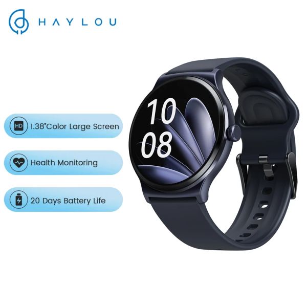 Relojes Haylou Solar Lite Smart Watch 1.38 '' Muestra el sueño/frecuencia cardíaca/Monitor de salud de oxígeno de sangre Bluetooth 5.3 Mujeres de relojes inteligentes Mujeres