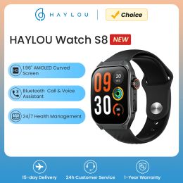 Bekijkt Haylou bekijk S8 Smart Watch 1.96 'AMOLED Cured Screen Smartwatch Bluetooth Telefoongesprek AI Vioce Assistant Smartwatches voor mannen