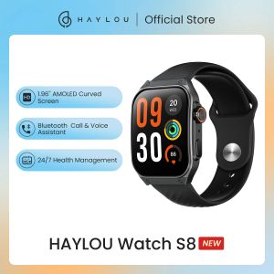 Bekijkt Haylou bekijk S8 SmartWatch 1.96 'AMOLED Cured Screen Bt5.3 Bluetooth Call AI Voice Assistant 20 Days Smart Watches for Men