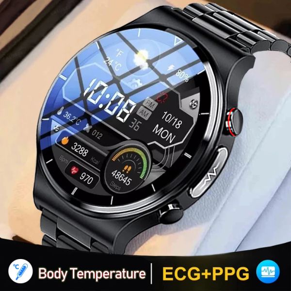 Watches Health Smart Watch 360*360 HD Pantalla táctil completa ECG Monitor de frecuencia cardíaca Termómetro Blood Oxygen Sport Smartwatch para iOS Android