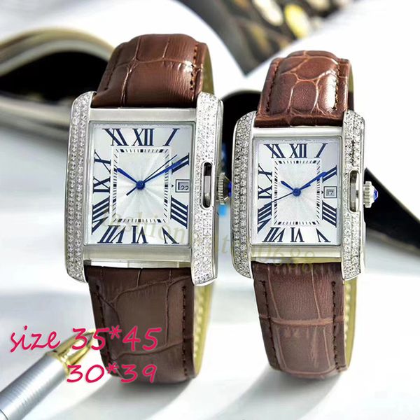 montres de haute qualité Designer Hommes Montre De Luxe Machines Classique Réservoir Montre Ceinture Montre Bracelet Marque De Mode Diamant Montre Couple Montre trente-six