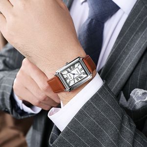 horloges van hoge kwaliteit vierkante kwarts beweging kijken mannen vrouwen rozen goud luxe echte lederen riem business ultra dunne stijl polshorloge cadeaus