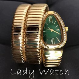 Horloges hoogwaardige vrouwen Luxery Watch Domans kijken 32 mm legering glazen spiegel Kwartsbeweging Elektronische horloges Casual Fashion Gift Ladies kijken Snake Watch