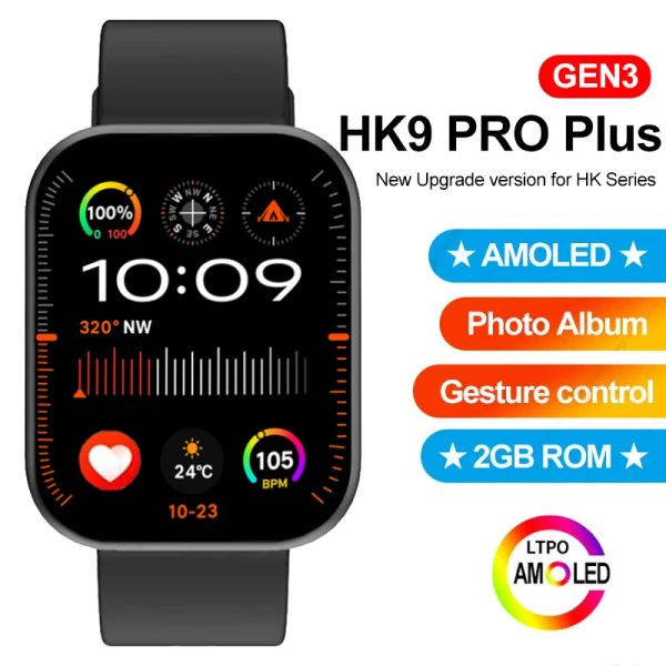 Relojes HK9 Pro Plus Smartwatch 2023 AMOLED 2GB de almacenamiento reloj hombre IWO Watch 9 NFC relojes inteligentes para hombres PK Hello Watch 3 Plus Ultra 2