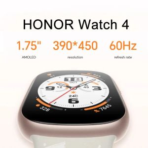 Horingen Honor Original Watch 4 Global Version Smart Watch 5ATM Blood Oxygen Monitor GPS Bluetooth 5.2 1.75 '' AMOLED 14 dagen lang batterij
