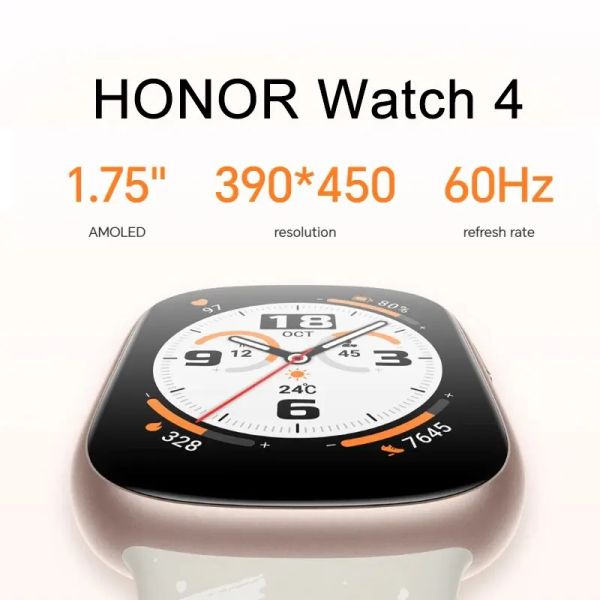 Montres Honor Original Watch 4 Global Version Smart Watch 5ATM Blood Oxygen Monitor GPS Bluetooth 5.2 1,75 '' AMOLED Batterie de 14 jours