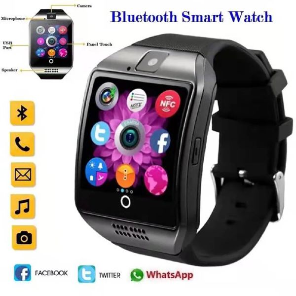 Montres Hot New Men Women Smart Watch avec appareil photo Q18 Bluetooth Smartwatch SIM TF Card Slot Activity Activity Tracker Sport Watches Horloges