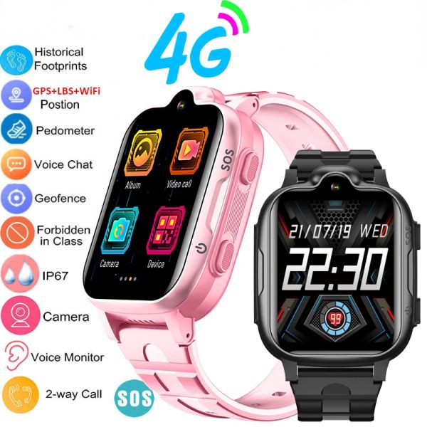 Relojes K15 4G Kids Smartwatch Teléfono GPS Tracker SOS HD Video Call Screen IP67 Vuelva a impermeabilizar el teléfono inteligente Reloj