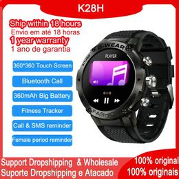 Horloges K28H Mannen Smart Horloge Bluetooth Telefoontje 360*360 HD Touchscreen 360mAh Grote Batterij Muziek Sport fitness Tracker Smartwatch Mannen
