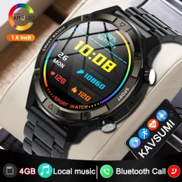 Montres KAVSUMI 4G RAM 466 * 466 écran SmartWatch hommes toujours afficher l'heure Bluetooth appel musique locale Smartwatch pour Android iOS horloge