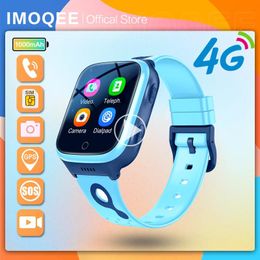 Horloges Kinderen 4G Smart Watch K9 1000mAh Video-oproep GPS WiFi Locatie SOS Kinderen Rekenmachine Camera IP67 Waterdichte SmartWatch Baby