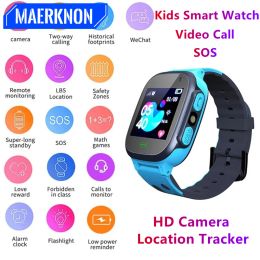 Relojes para niños Smart Watch Girls Boy Full Touch Camina de video Wifi Mira SOS HD Ubicación de la cámara Tracker Reloj inteligente con el regalo de la caja