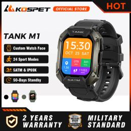 Montres Kospet Tank M1 Smartwatch pour les hommes 24h Blood Oxygène Sé frémissement du moniteur de batterie Longue batterie 5atm Waterproof Men's Smart Watch 2024