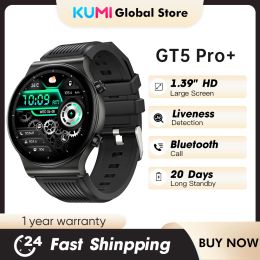 Montres Kumi GT5 Pro + Smart Watch 1,39 pouces Écran HD 270+ EXQUIS CABLE 20 jours de veille Bluetooth Call IP68 Hommes