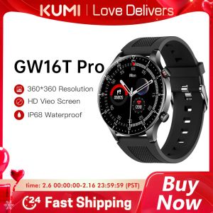 Horloges KUMI GW16T Pro Volledig touchscreen Herenhorloges Smart Watch Man Hartslagmeter IP68 Waterdicht Damessmartwatch voor IOS Android