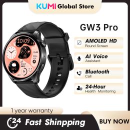 Horloges kumi gw3 pro 1.43 "amoled smartwatch hd -scherm dun 100+sportmodus nfc dial bluetooth call ip68 waterdichte slimme horloge voor mannen