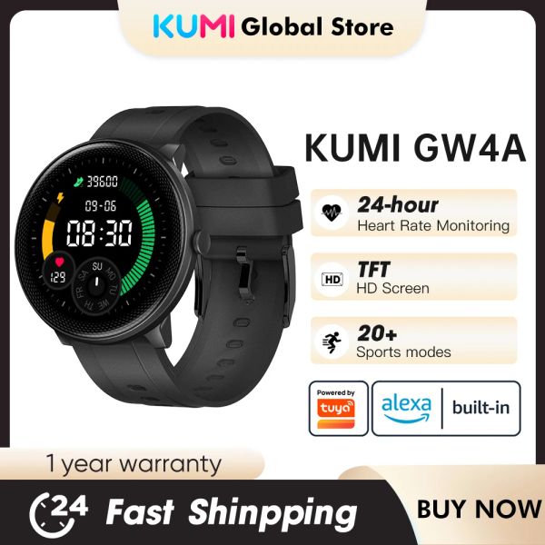 Relojes Kumi GW4A TFT Screen Smart Watch más de 20 modos deportivos IP68 Monitor de presión arterial de fitness impermeable para teléfonos Alexa