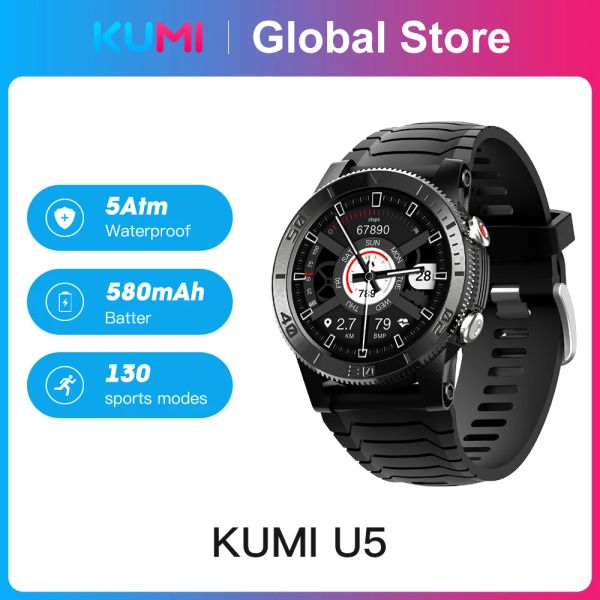 Montres Kumi U5 GPS Watch Smart Watchs Sport Fitness Fitness Sé frémissement Oxygène Blood Monitor 5h AMAPHOPH Man Hommes Smartwatch pour iOS Android