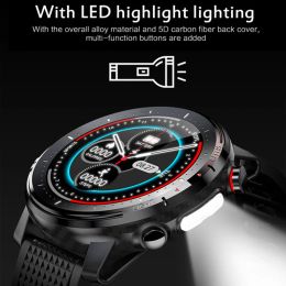 Montres L15 Smart Watch Men LED Light FullFit Round Round Affichage Musique Contrôle Caméra Lampe de poche Smartwatch IP68 Arafroofroproof Vs L8 L11