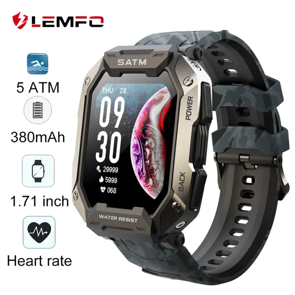 Montres LEMFO 5ATM étanche montre intelligente hommes modes sportifs moniteur de santé Smartwatch 380 mAh batterie longue veille montre pour hommes