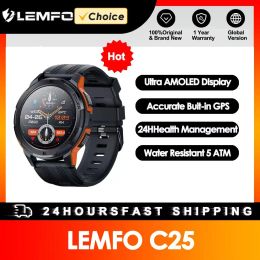 Montres Lemfo C25 AMOLED SMART Watch Men Smartwatch 2023 5ATM Bluetooth imperméable Call 1,43 pouce HD 466 * 466 Écran 100+ Sports 30 jours