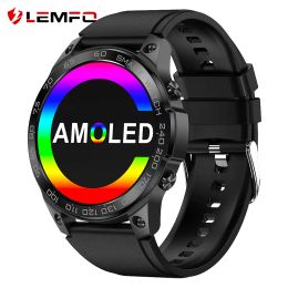 Montres Lemfo DM50 Smart Watch Men Bluetooth Appelez la montre intelligente AMOLED IP68 Waterproof Sports Watches 14 jours en veille 1,43 pouce 466 * 466 HD