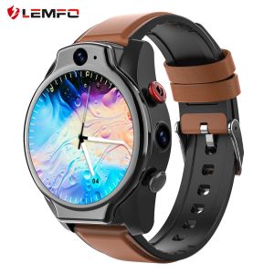 Horloges lemfo LEM14 Smart Watch 4G Sim Card Android 10 Face ID 4G 64G 5ATM Waterdicht 1100 mAh -batterij Dual Camera GPS Smartwatch