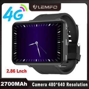 Montres Lemfo lemt Smartwatch 4G 2.86 LNCH Smart Watch Scread Android 7.1 5MP Camera 480 * 640 Résolution 2700mAh High Performance Watch