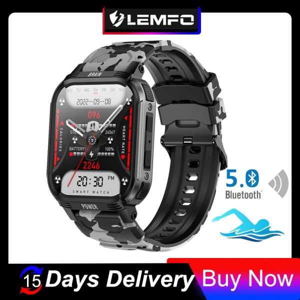 Montres Lemfo Smart Watch Men Bluetooth Call Smartwatch 2023 IP68 Sport imperméable Smart Watch Moniteur de fréquence cardiaque pour Android iOS BT 5.3