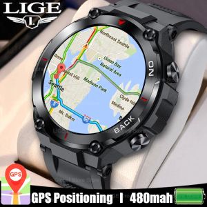 Horloges Lige 2023 GPS Smart Watch Sports Fitness Bracelet Call Herinnering Hartslag Hartslag IP68 Waterdichte smartwatch voor Men Android iOS Watch