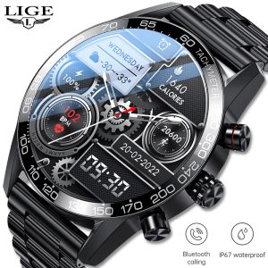 Montres Lige Bluetooth appelant Smartwatch Rechargeable Watch for Men Smart Watch AMOLED HD Screen Fashion Business Clock New Smartband