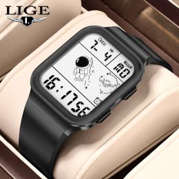 Regardez Lige Fashion Watch Astronaute Electronic LED Digital Watch for Men Alarm Sport Silicone étanché