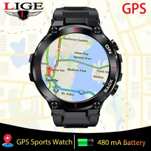 Horloges Lige GPS Smart Watch Men Outdoor Sports Watches waterdichte smartwatch 2023 Nieuwe fitness 24Hour Hartrate Blood Oxygen Monitor