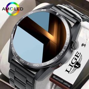 Montres LIGE nouvel écran AMOLED appels Bluetooth numérotation montre intelligente hommes toujours afficher la musique locale Smartwatch pour hommes femmes Android IOS