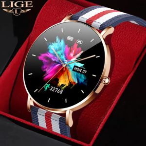 Horloges LUIK Nieuwe smartwatch dames ultradun slim horloge dames AMOLED 360*360 HD waterdicht display Toon altijd tijd Oproepherinnering + doos