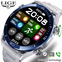 Bekijkt Lige PPG+ECG Smart Watch Man Outdoor Sport Fitness Bracelet Waterdicht IP68 Bluetooth Music Heartny Tracke voor nieuwe smartwatch