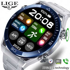 Regarde le lige ppg + ecg smart watch man extérieur sport fitness bracelet imperméable ip68 music bluetooth de musique cardiaque tracke pour la nouvelle smartwatch