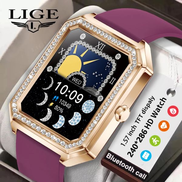 Relojes Lige Smart Watch Women Smartwatch 2023 Sports Fitness Track Heart Rife Monitor Bluetooth Llame a la marca Luxury Woman Watch For Gift