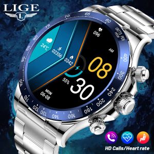 Montre la montre intelligente Smartwatch LIGE pour les hommes Thermomètre Body Thermomètre Monitor GPS Motion Tracking Bluetooth Connected Watch Man 2023
