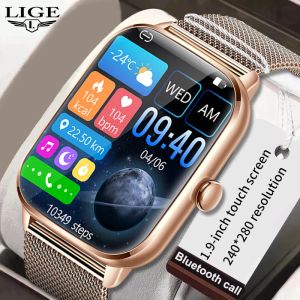 Regarde Lige Voice Assistant Bluetooth Call Smart Watch Men 2023 Multiple Sport Bracelet Imageproof Men Smartwatch Femmes pour iOS Android
