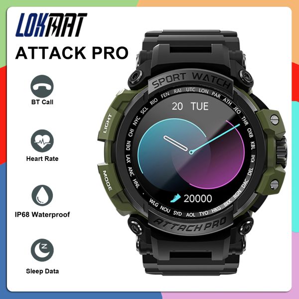 Relojes Lokmat Attack Pro Smart Bracelet Fitness Tracker IP68 impermeable Bt Call Sports Sports Oxygen/Heart Rife Monitor Smartwatch