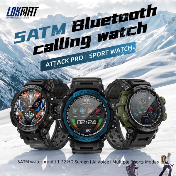 Montres Lokmat Attack Pro Sport Smart Watch Fitness Tracker Tracker Smartwatches Smartwatches Tactile Tactile Monteur de fréquence cardiaque pour le téléphone Android