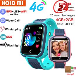 Watches LT21 4G Smart Watch Kids GPS Wifi Video llamadas SOS IP67 Water Waterproof Smartwatch Camera Monitor Rastreador Ubicación Teléfono Mira