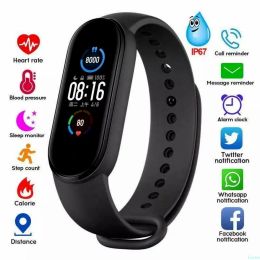 Relojes M5 Men Mujeres Fitness Tracker Sports Smart Watch Pulsera Heart Heart Pressing Monitor Health Bluetooth Smart Band