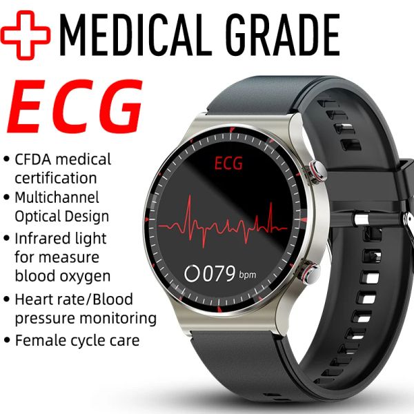 Montres Montre intelligente ECG de qualité médicale G08 hommes CFDA/FDA pression artérielle montres de fréquence cardiaque Fitness Tracker Smartwatch pour Huawei Xiaomi