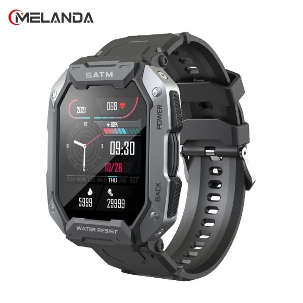 Montres Melanda 2023 New Smart Watch Men IP68 5ATM Imperproofing Outdoor Sports Fitness Tracker Santé Monitor Smartwatch pour Android iOS