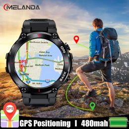 Montres Melanda K37 GPS militaire Smart Watch Men 360 * 360 HD Écran de fréquence cardiaque IP68 Sports imperméables Smartwatch pour Xiaomi Android iOS